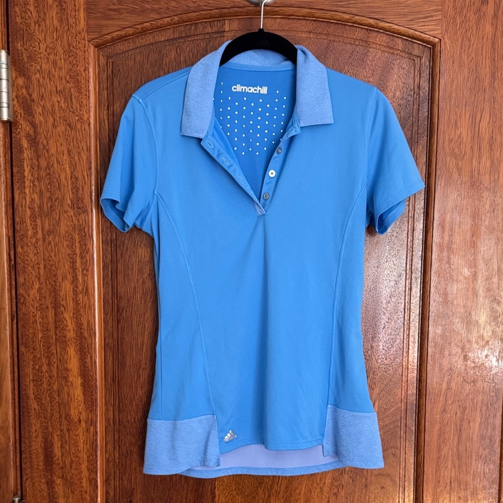 Adidas Women's Blue Button Down Polo Shirt